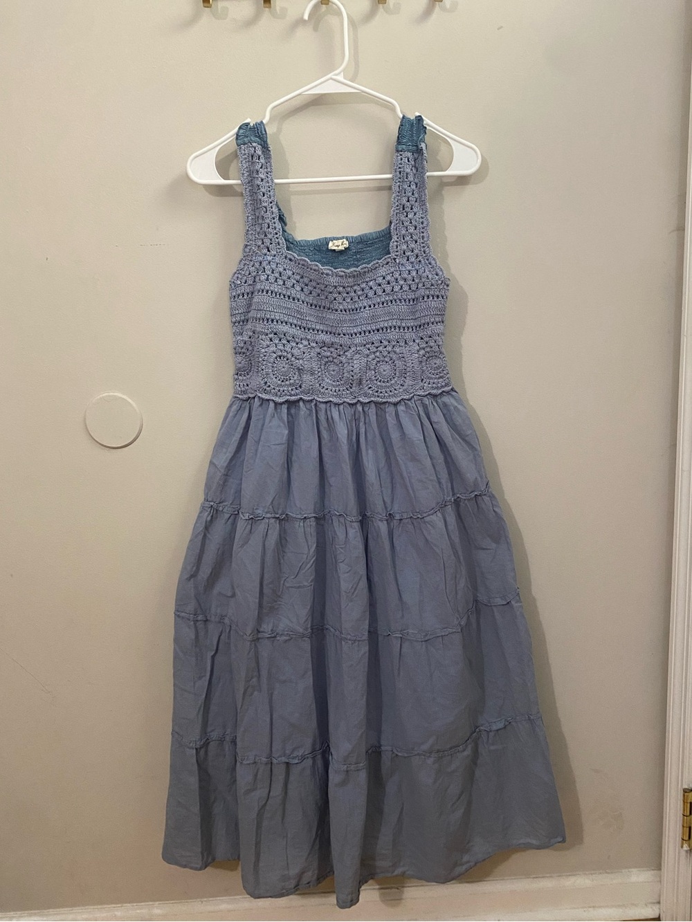 Women’s Kings Road Crochet-Bodice Blue Maxi Dress
